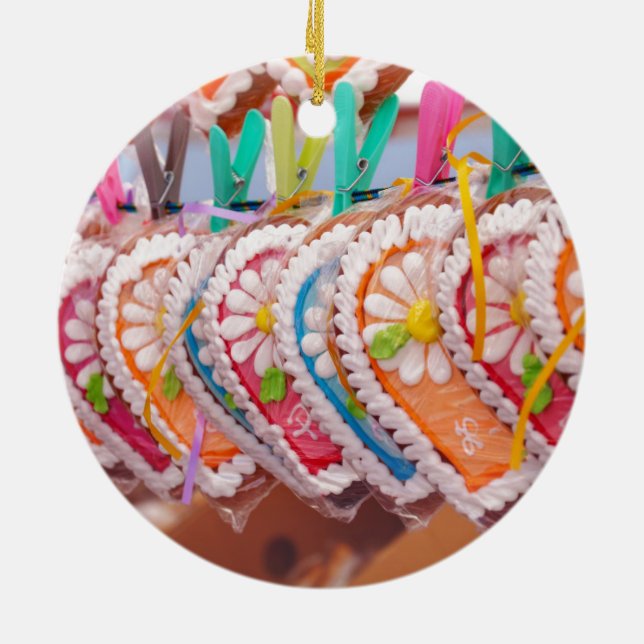 Gingerbröd Heart Cookies Lebkuchen Valentine Julgransprydnad Keramik (Baksidan)