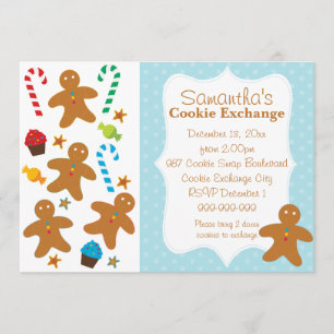 Gingerbröd Helgdag Cookie Exchange Inbjudningar