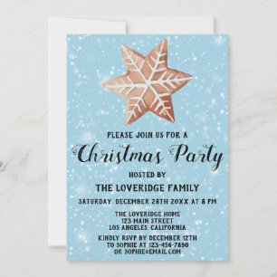 Gingerbröd Helgdag jul jul Party Star Blue Snö Inbjudningar