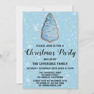 Gingerbröd Helgdag jul Party Blue Träd Snö Inbjudningar