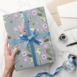 Gingerbröd Hjort Candycane Greenery jul Presentpapper<br><div class="desc">Mönster med jul ThéInslag</div>