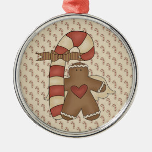 Gingerbröd Holding Giant Candy cane Julgransprydnad Metall