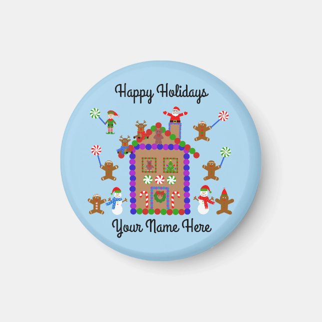 Gingerbröd House #2 Round Magnet (Framsidan)