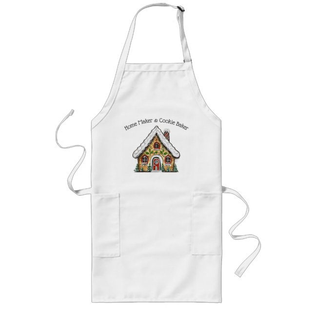 Gingerbröd House Apron for Baking Cookies Långt Förkläde (Framsidan)
