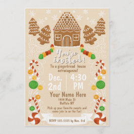 Gingerbröd House Colorful jul Candy Inbjudningar