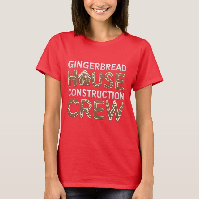 Gingerbröd House Construction Crew Digital Art T Shirt (Framsida)