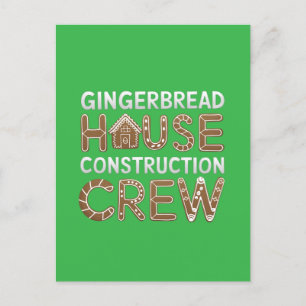 Gingerbröd House Construction Crew Digital Art Vykort