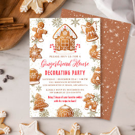 Gingerbröd House Cookie Decorating Party Helgdag Inbjudningar