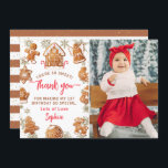 Gingerbröd House Cookie Decortor Birthday Photo Tack Kort<br><div class="desc">Gingerbröd House Cookie dekorerar födelsedagsfoto - tackkort</div>