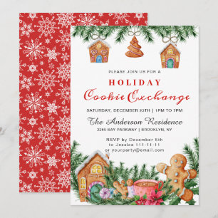 Gingerbröd House Cookie Exchange jul Party Inbjudningar