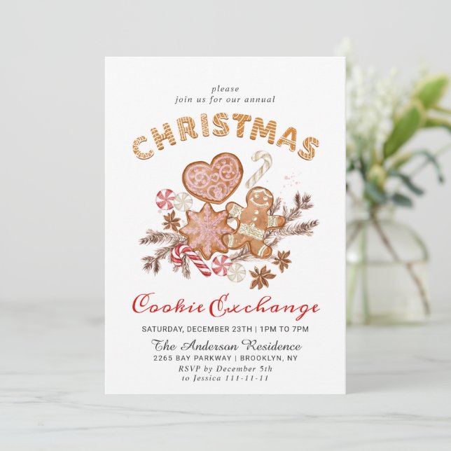 Gingerbröd House Cookie Exchange jul Party Inbjudningar (Stående Fram)
