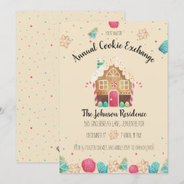 Gingerbröd House Cute Helgdag Cookie Exchange Inbjudningar