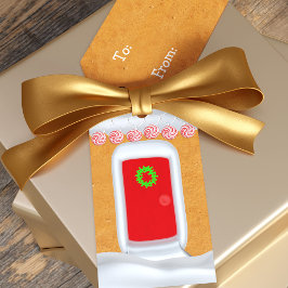 Gingerbröd House Cute Juletiketters Presentetikett