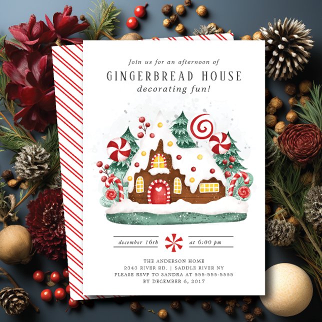 Gingerbröd House Decorating Party Inbjudningar (Skapare uppladdad)
