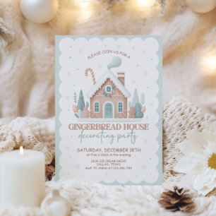 Gingerbröd House Decorating Party Inbjudningar