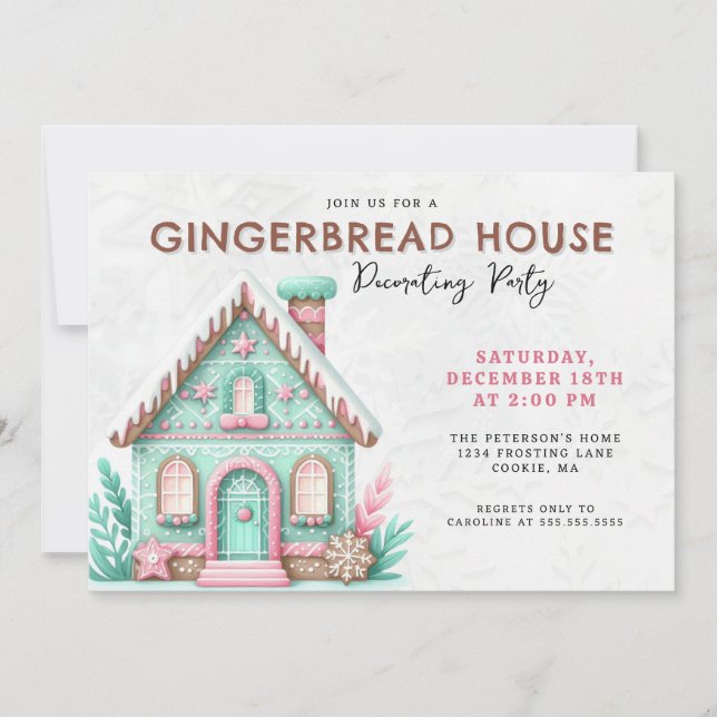 Gingerbröd House Decorating Party Inbjudningar (Framsida)