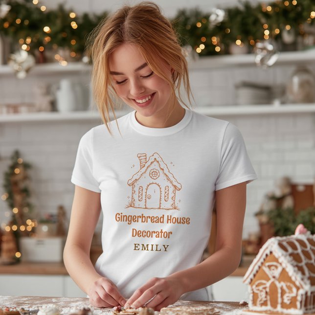 Gingerbröd House Decorator Namn jul T Shirt (Skapare uppladdad)