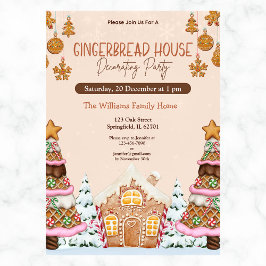 Gingerbröd House Decororating Party Brown Inbjudningar