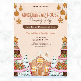 Gingerbröd House Decororating Party Brown Inbjudningar