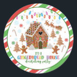 Gingerbröd House Decororating Party Sticker- WH Runt Klistermärke<br><div class="desc">Perfekt för att komplimentera julen Party!</div>