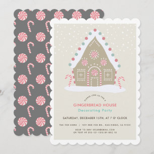 Gingerbröd House Decororation Beige Julfest Inbjudningar