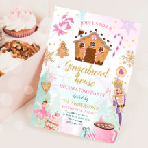 Gingerbröd House Decororation Party Inbjudan Cooki