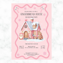 Gingerbröd House Decororation Party Rosa Inbjudningar