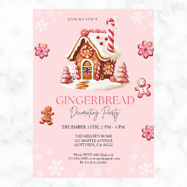 Gingerbröd House Decororation Party Rosa Inbjudningar