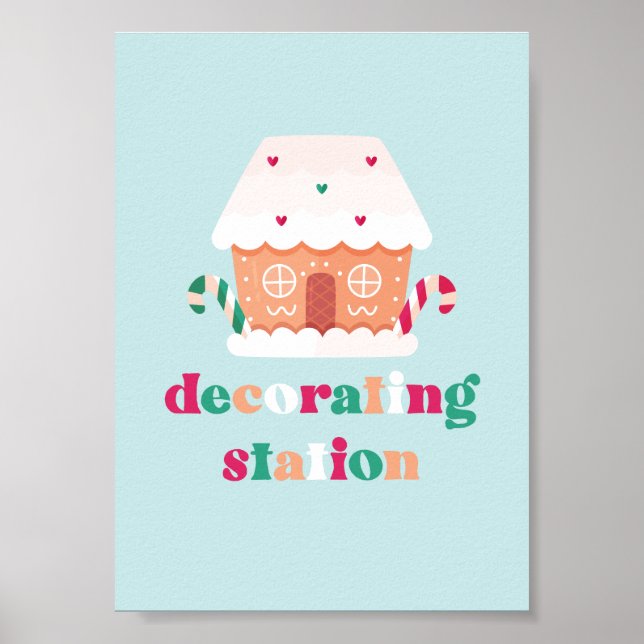 Gingerbröd House Decororation Party Sign Poster (Framsidan)