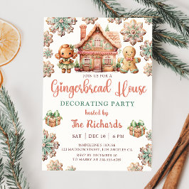 Gingerbröd House Decorortor Party jul Inbjudningar
