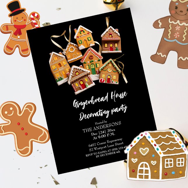 Gingerbröd House Decorortor Party jul Inbjudningar (Skapare uppladdad)