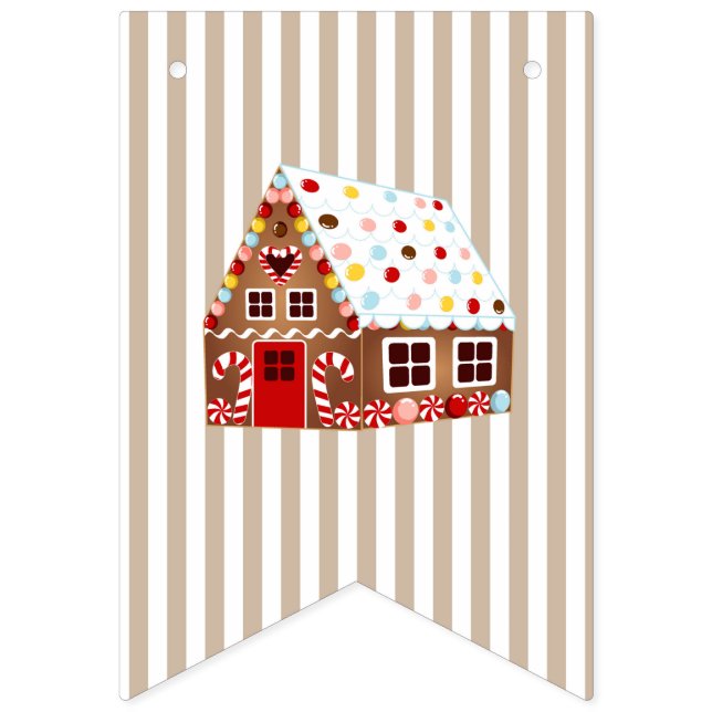 Gingerbröd House Decortor Birthday Banner Vimplar (Första flaggan)