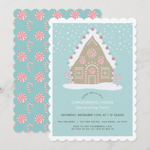 Gingerbröd House Decortor Blue Julfest Inbjudningar