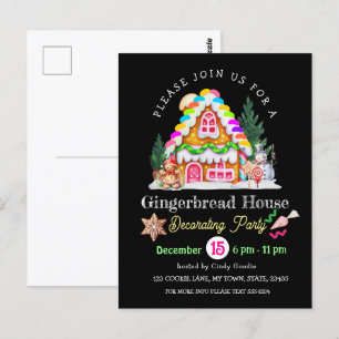 Gingerbröd House Decortor Party Festive Helgdag Vykort