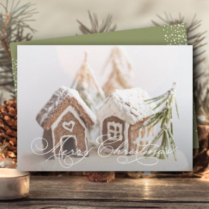 Gingerbröd House Flata jul Julkort
