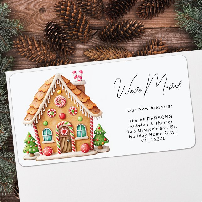 Gingerbröd House Flytta Ny adress Adressetikett (Skapare uppladdad)