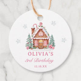 Gingerbröd House Girl 1st Birthday Party Gåvor Etiketter