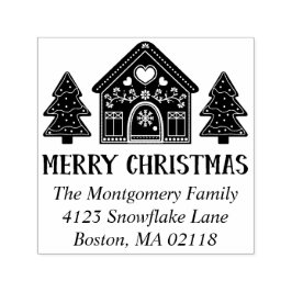 Gingerbröd House God jul Namn & Adress Självfärgande Stämpel