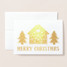 Gingerbröd House Gold Foil God jul Folierat Kort