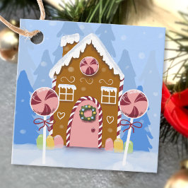 Gingerbröd House Helgdag Blue Gift-Märkre Gåvor Etiketter