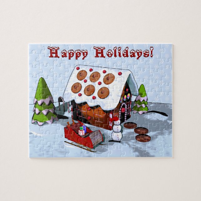 Gingerbröd House Helgdag Puzzles Pussel (Horisontell)