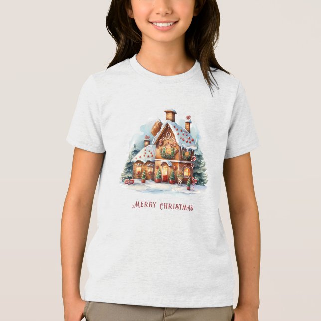 Gingerbröd House-Helgdag T Shirt (Framsida)