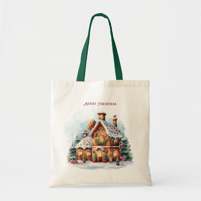 Gingerbröd House-Helgdag Tote Bag Tygkasse (Framsidan)