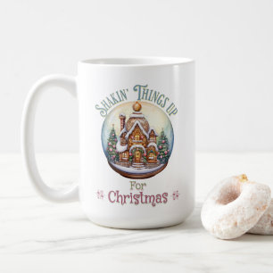 Gingerbröd House i Snö Globe jul Helgdag Kaffemugg