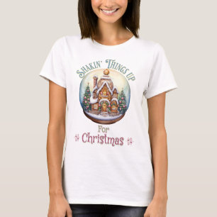 Gingerbröd House i Snö Globe jul Helgdag T Shirt