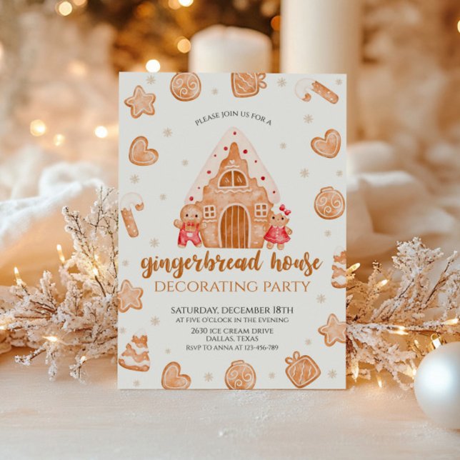 Gingerbröd House-inbjudan till julfest Inbjudningar (Skapare uppladdad)
