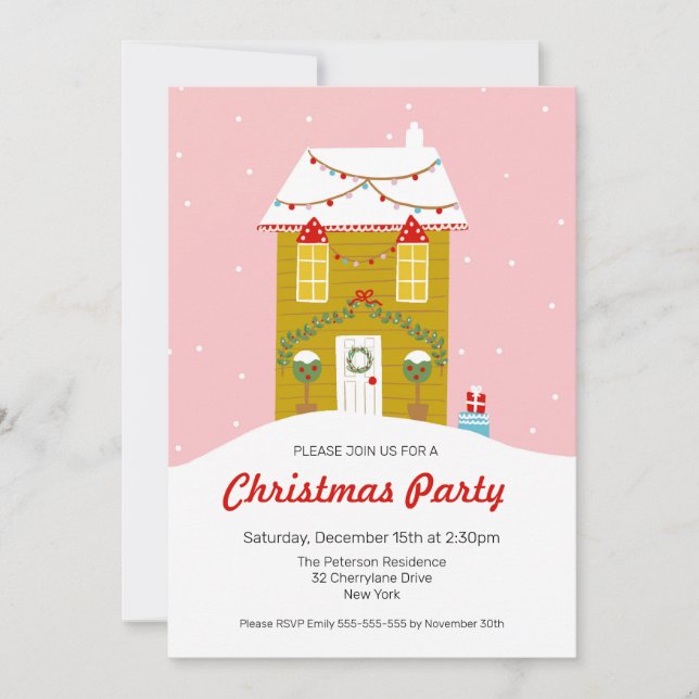 Gingerbröd House-inbjudan till julfest Inbjudningar (Framsida)