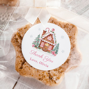 Gingerbröd House jul Birthday Tack Runt Klistermärke