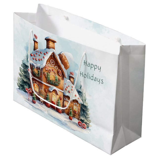 Gingerbröd House jul-Helgdag Gift Bag (Framsidan Vinklad)