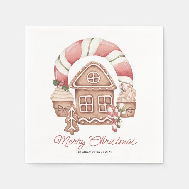 Gingerbröd House | Jul Napkins Pappersservett (Framsidan)
